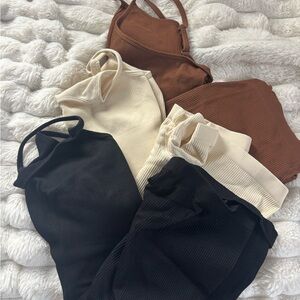 Ribbed athletic rompers